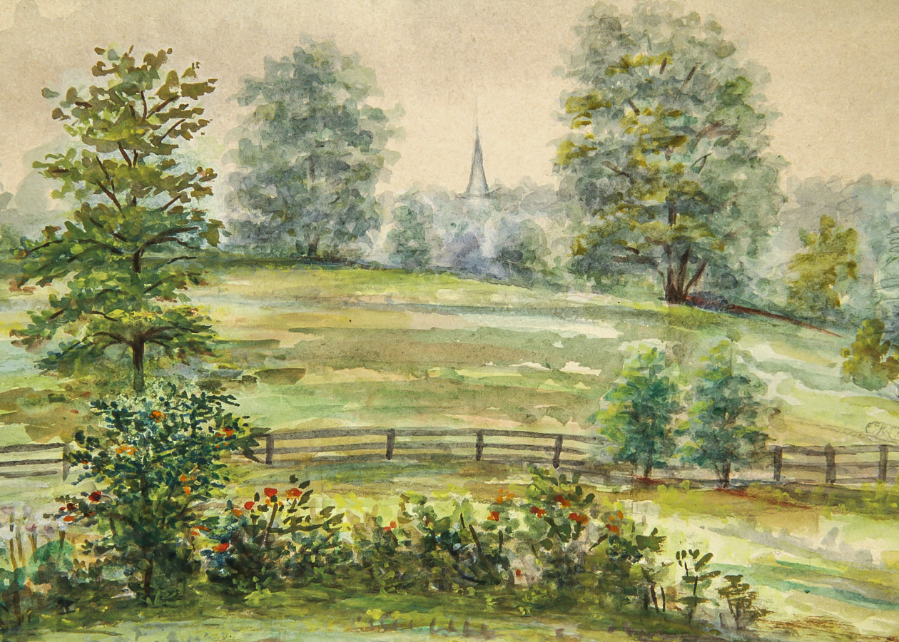 Watercolor Painting on Paper "Rural Landscape"