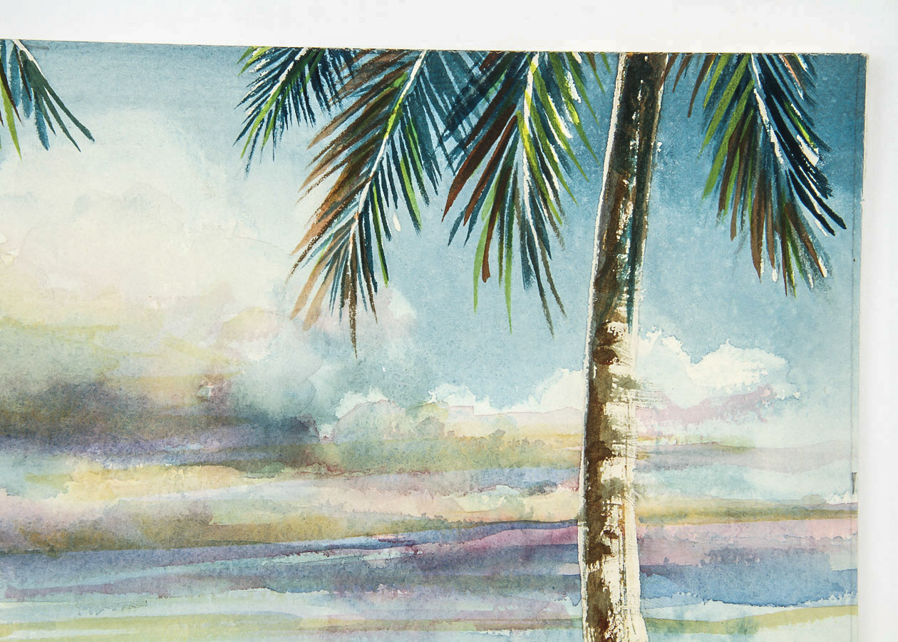 Mo Hamel Watercolor Painting on Paper "Tropical Beach"