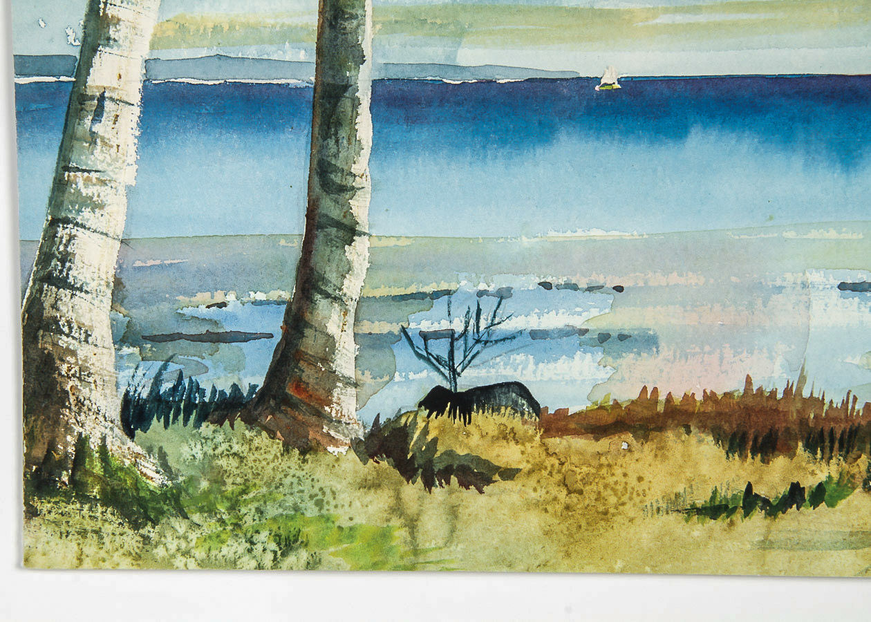 Mo Hamel Watercolor Painting on Paper "Tropical Beach"