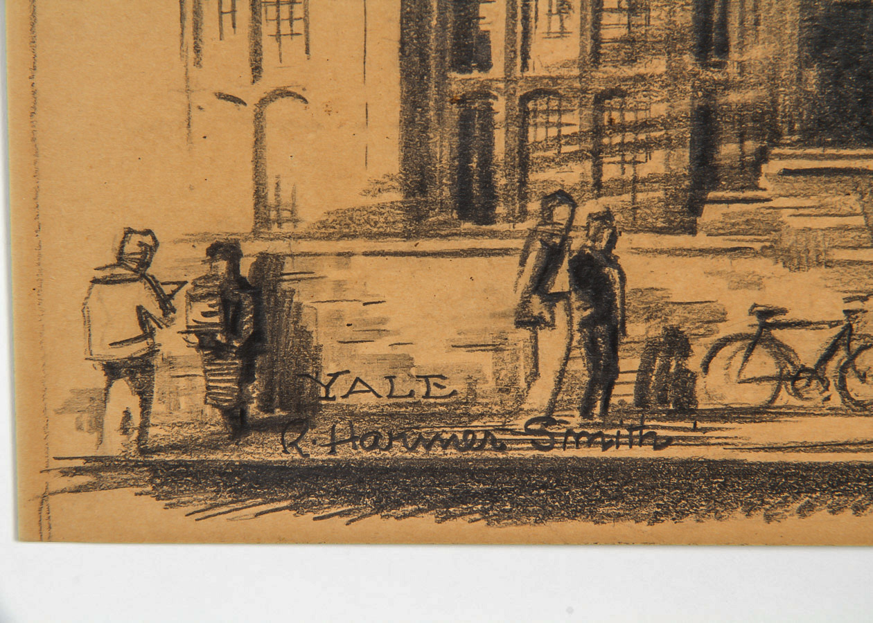 R. Harmer Smith Graphite Drawing on Paper "Sterling Law Building, Yale"