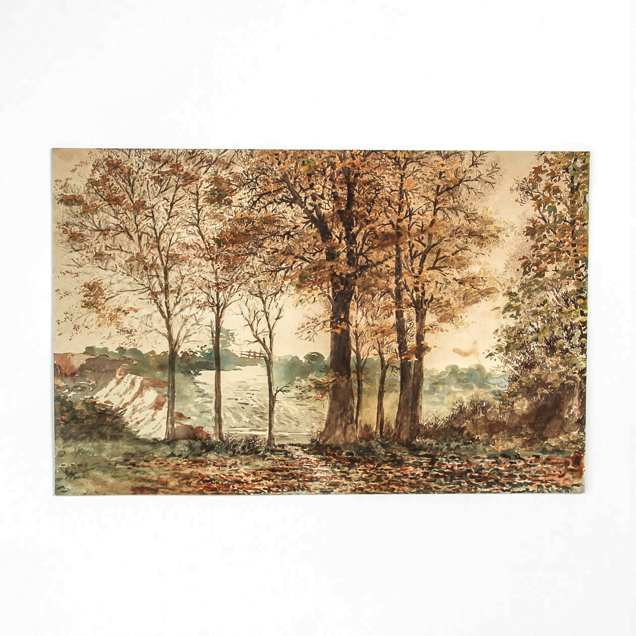 W. Freelto Watercolor Painting on Paperboard "Autumn, Near Strawberry Hill"