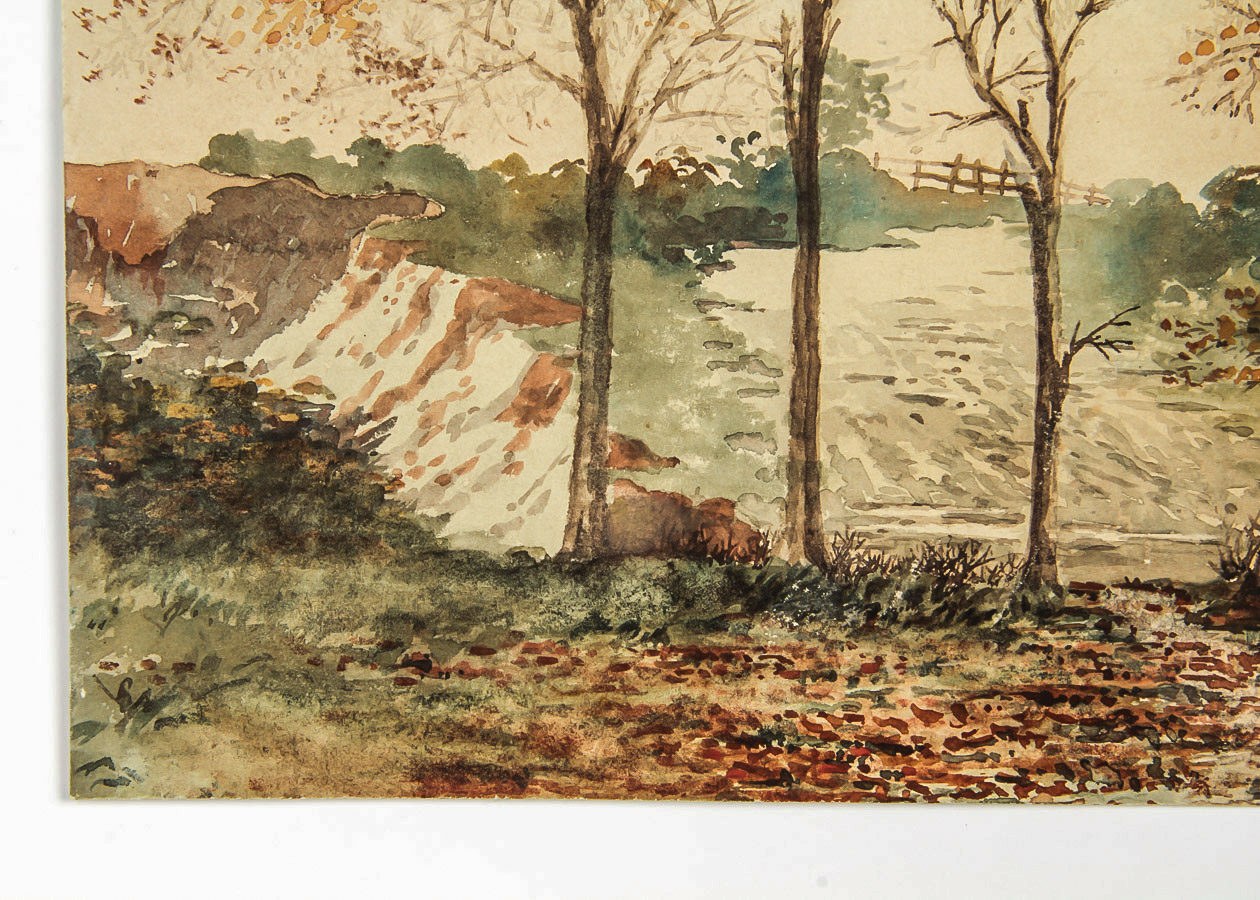 W. Freelto Watercolor Painting on Paperboard "Autumn, Near Strawberry Hill"