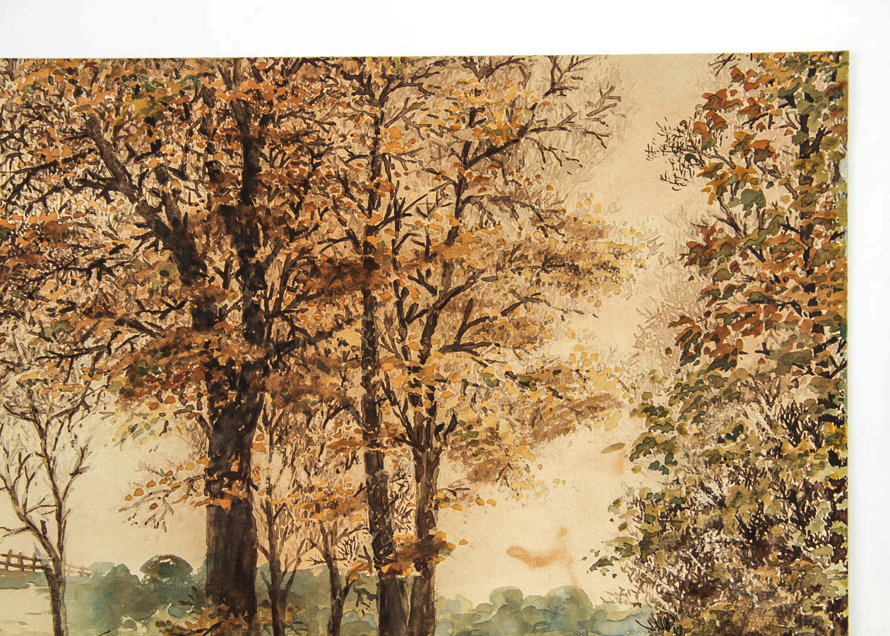 W. Freelto Watercolor Painting on Paperboard "Autumn, Near Strawberry Hill"