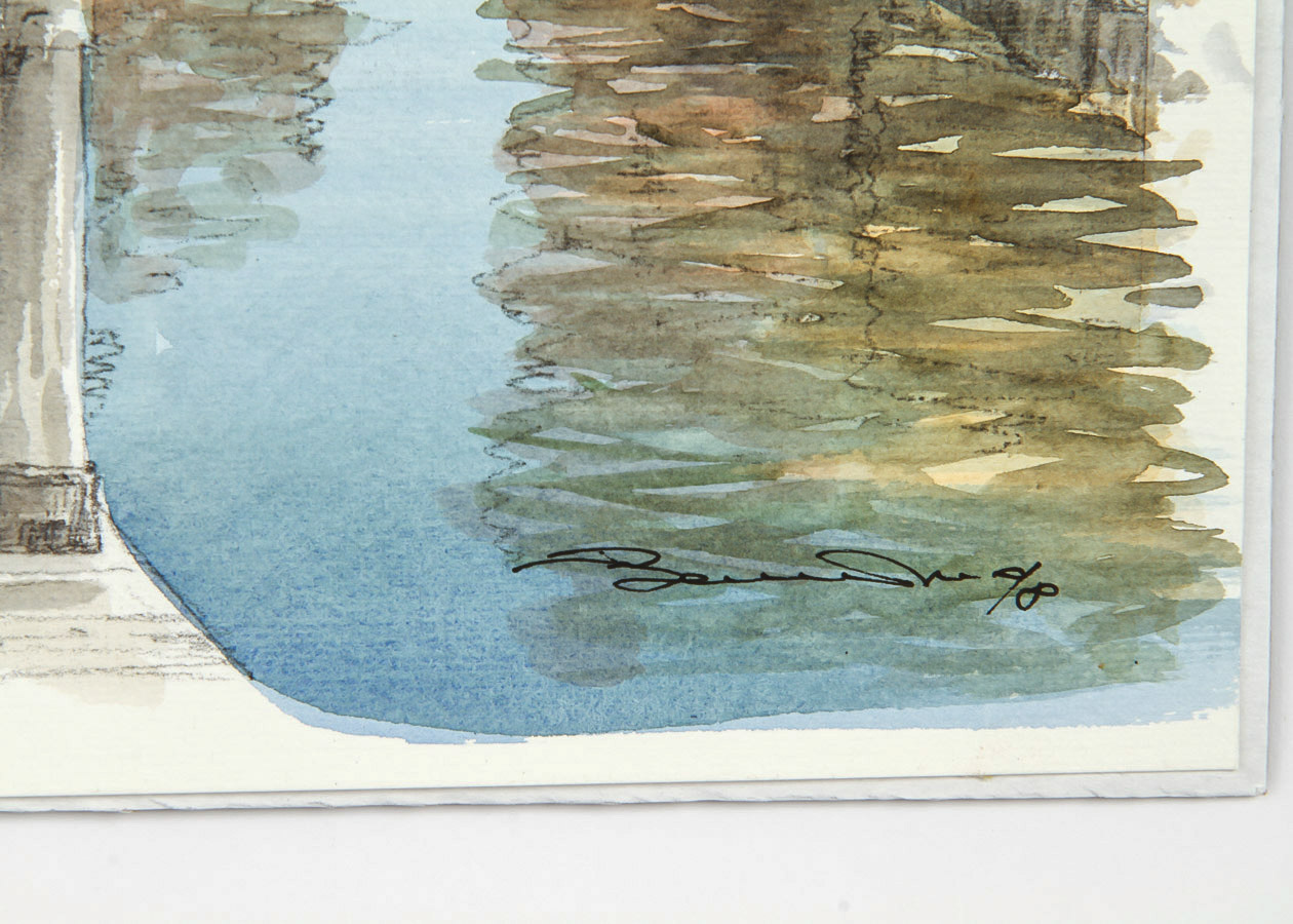 Signed Watercolor and Graphite on Paper "Venetian Backwater"
