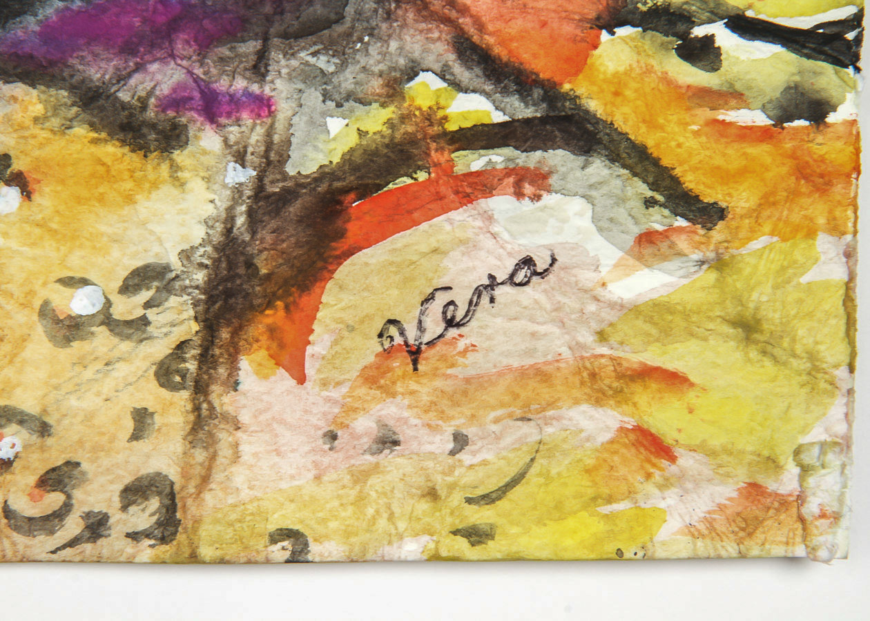 Vera Indenbaum Watercolor Painting on Paper "Peaceful Figural"