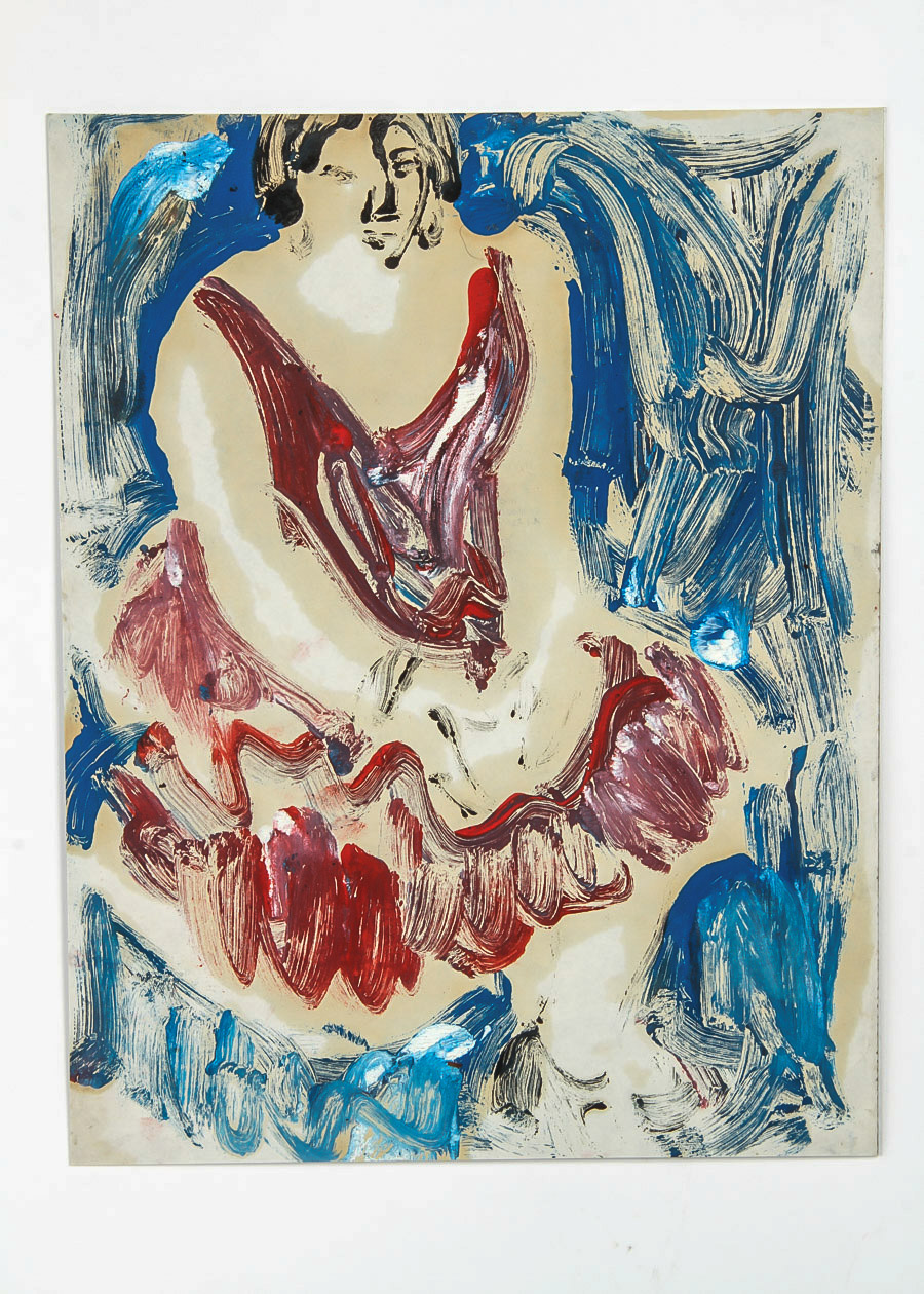 Victor Di Gesu Oil and Gouache Painting on Paperboard "Woman Seated"