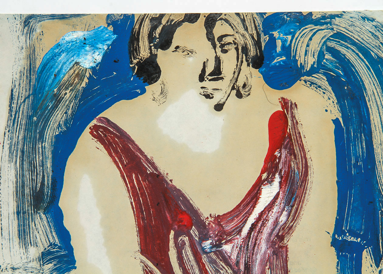 Victor Di Gesu Oil and Gouache Painting on Paperboard "Woman Seated"