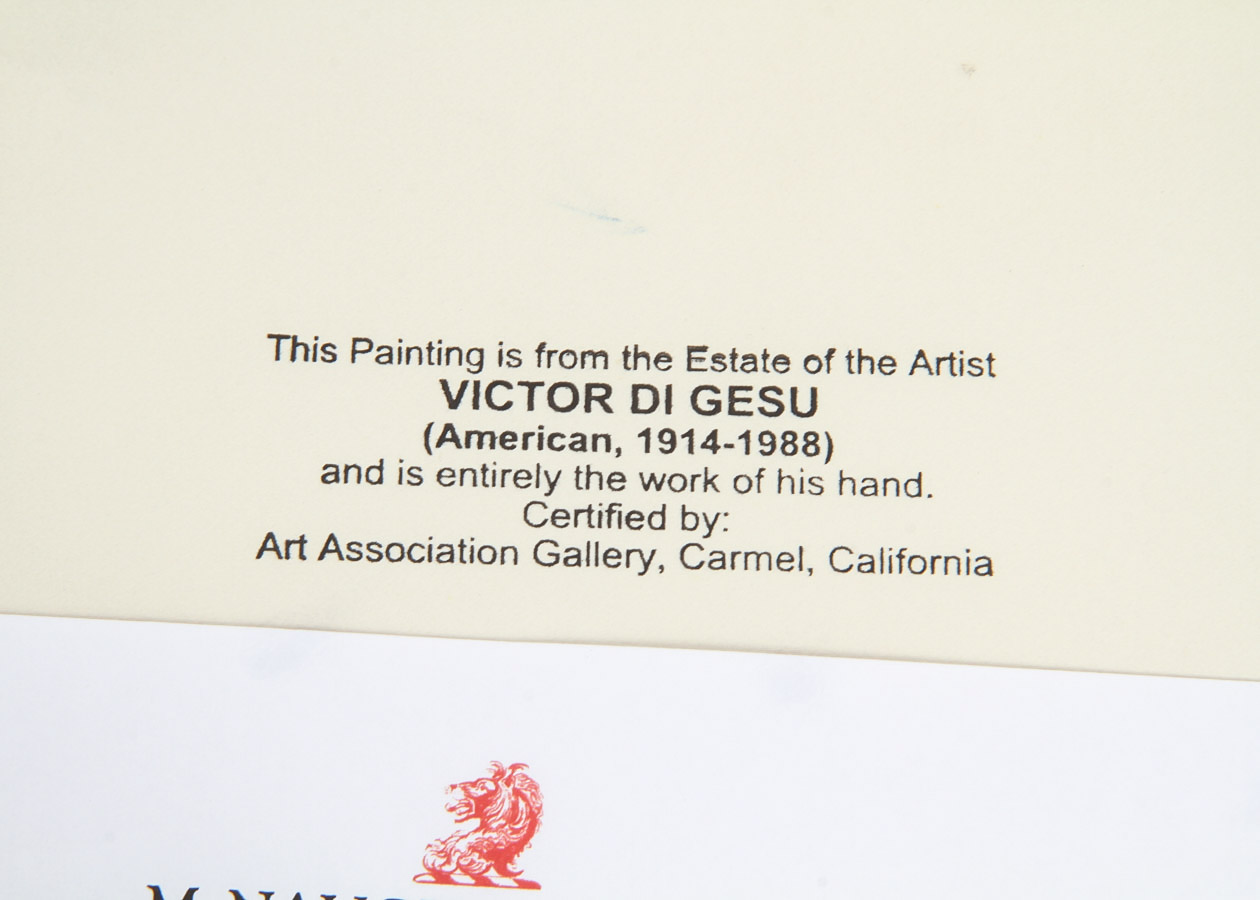 Victor Di Gesu Oil and Gouache Painting on Paperboard "Woman Seated"