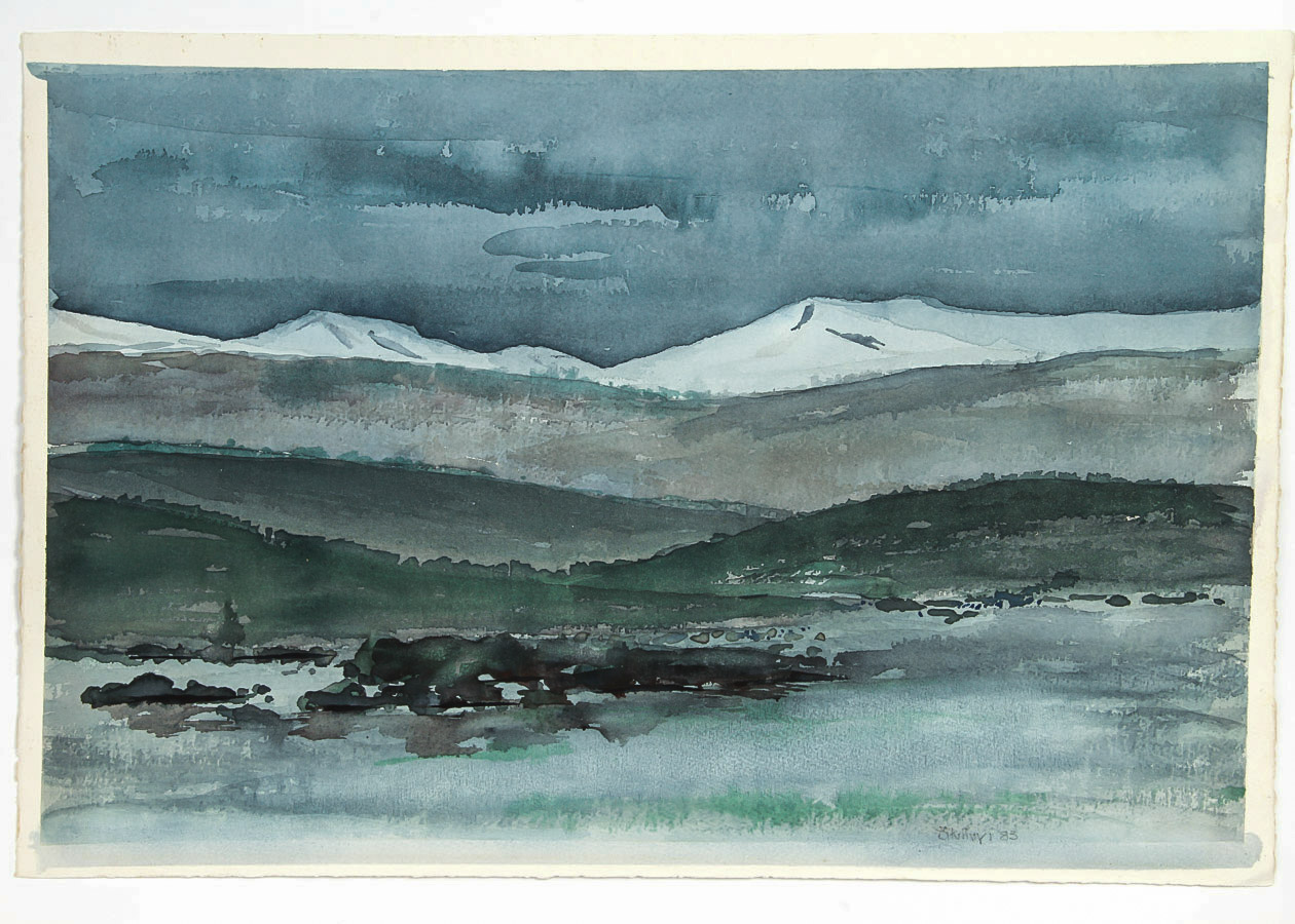 Watercolor Painting on Paper "Tonalist Landscape"