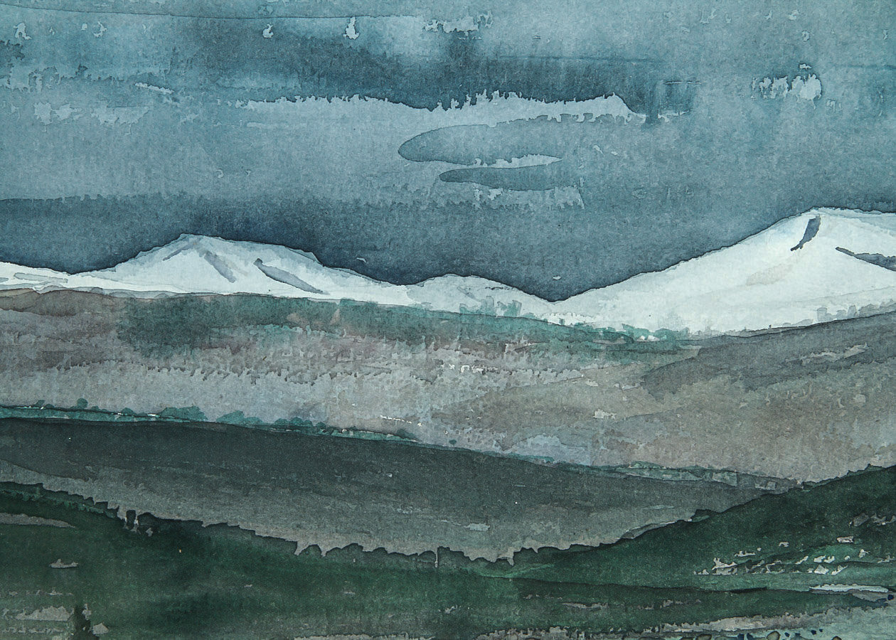 Watercolor Painting on Paper "Tonalist Landscape"