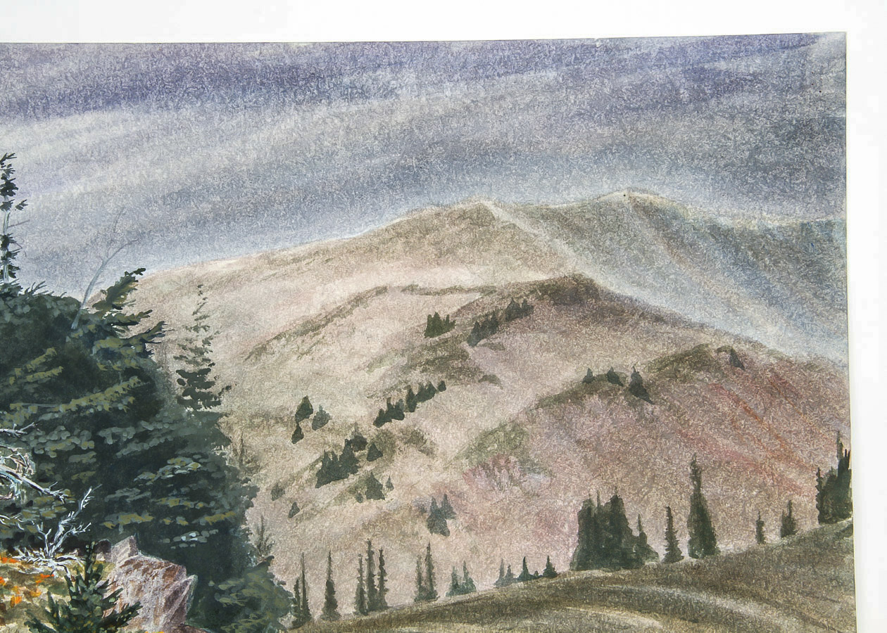 Dan Larsen Colored Pencil Drawing on Paper  "Panoramic Landscape"
