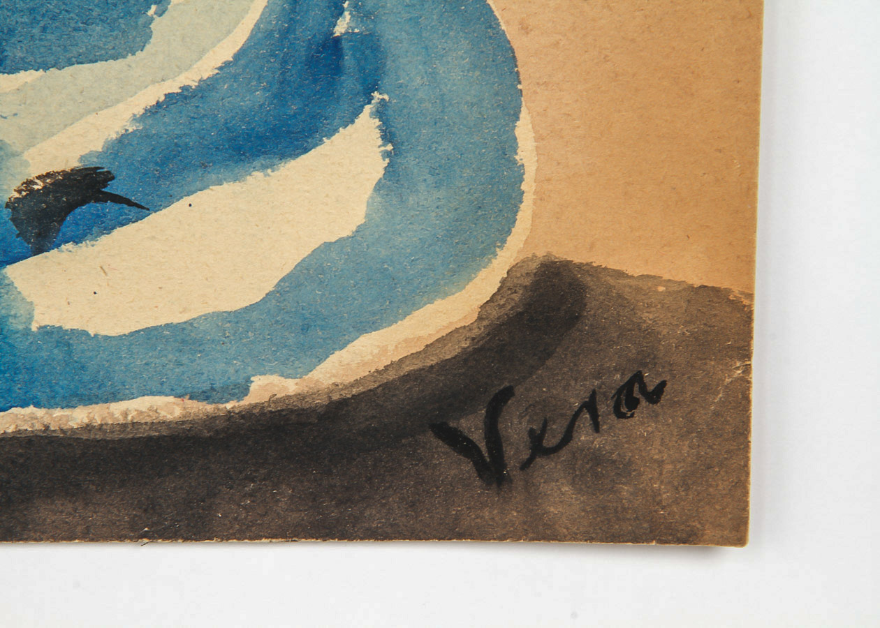 Vera Indenbaum Mixed Media Painting on Paper "Tonalist Still life with Bulbs"