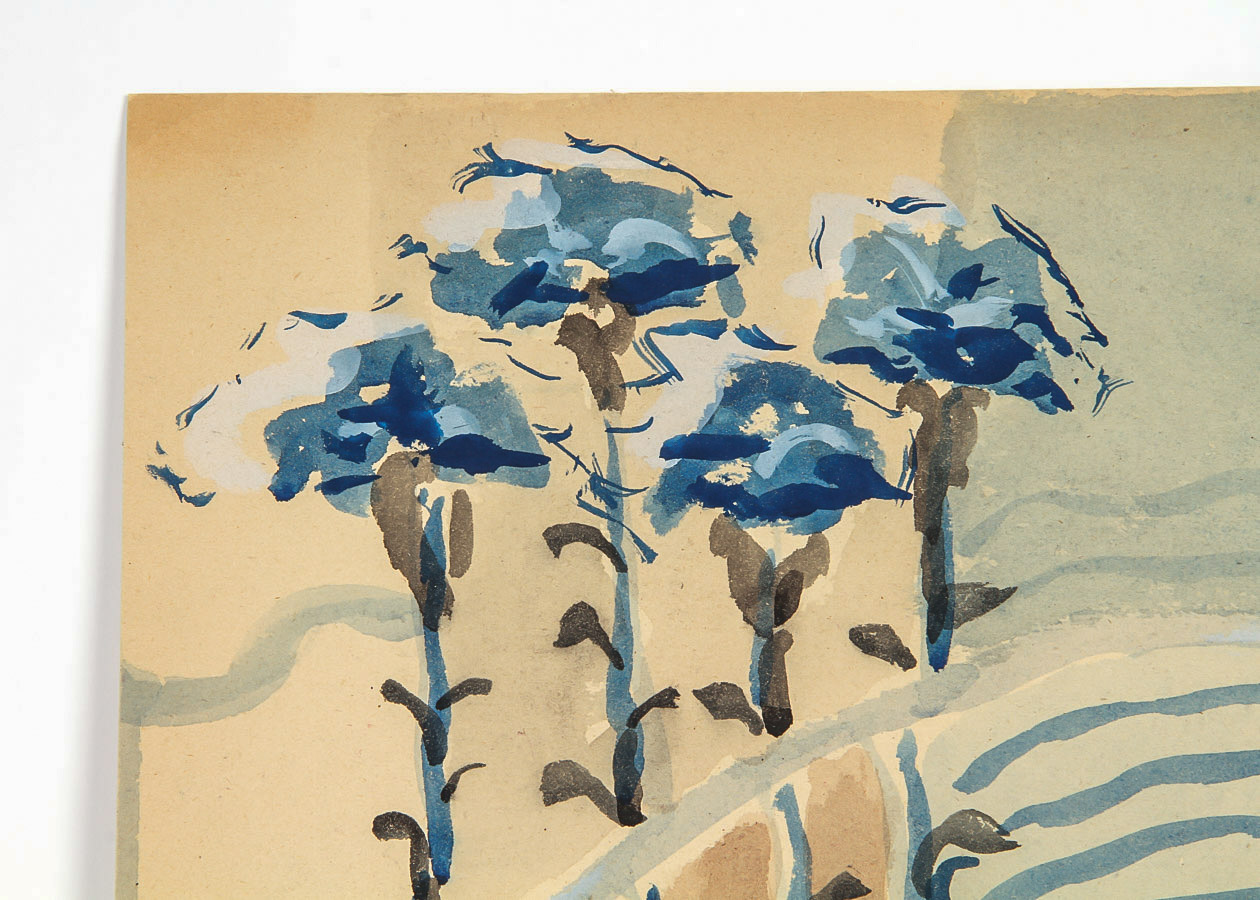 Vera Indenbaum Mixed Media Painting on Paper "Tonalist Still life with Bulbs"