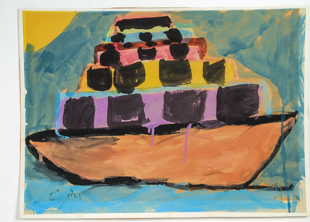 Watercolor Painting on Paper "Mimi, Your Boat is Leaving"