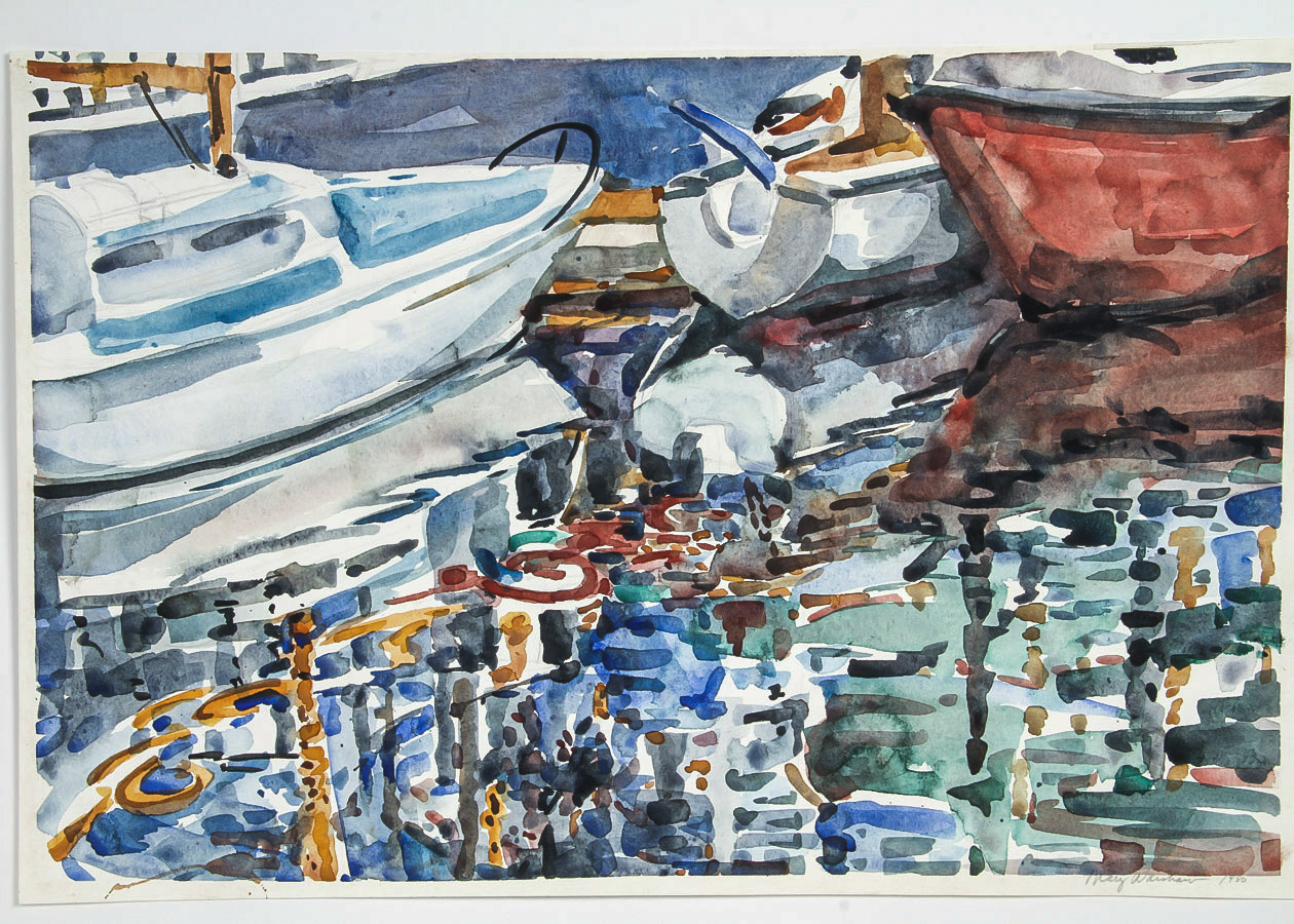 Mary Lee Warsaw Watercolor Painting on Paper "Harbor Reflections"