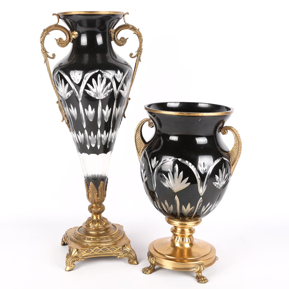 Brass and Crystal Vases