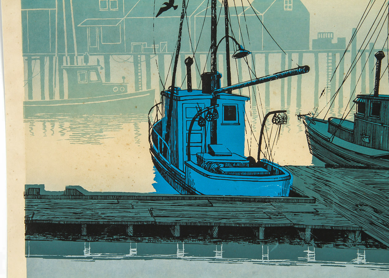 Walton Butts Serigraph on Paper "Quiet Harbor"