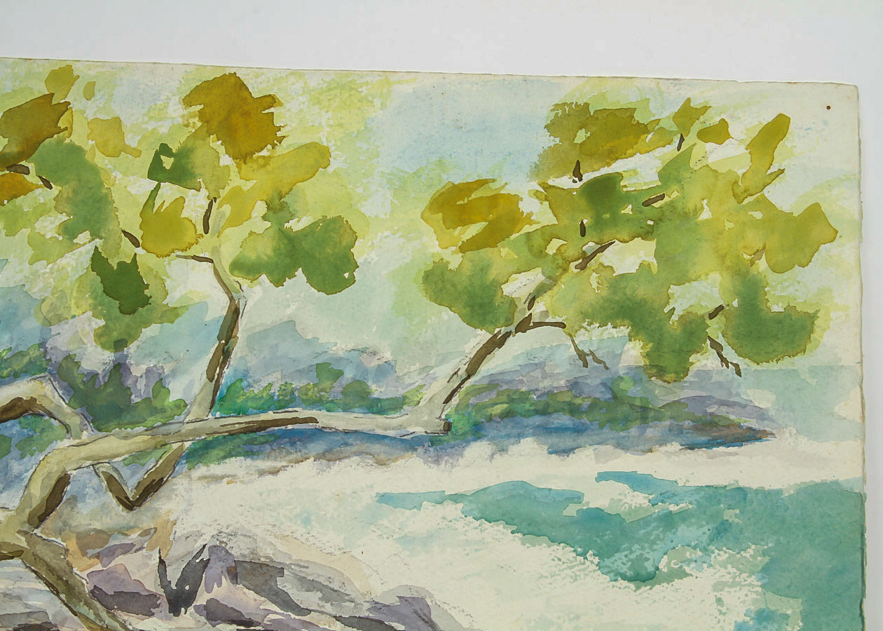 Watercolor and Graphite on Paper "Woodland Stream"