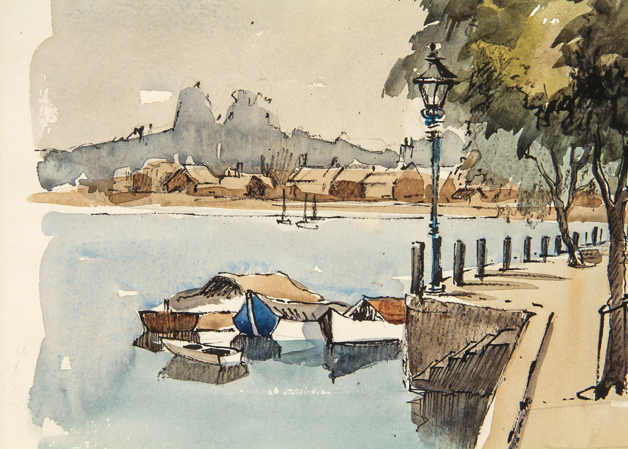 After Vorhees Lithograph "English River Landscape"