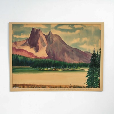 Bob Cluff Acrylic Painting on Paper "Emerald Lake" Bob Cluff Acrylic Painting on Paper "Emerald Lake"