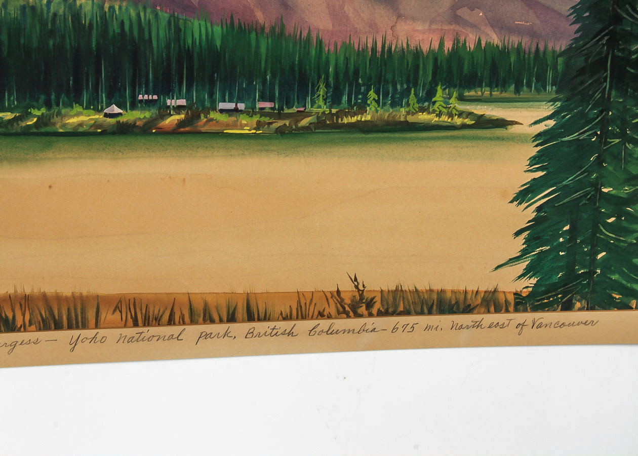 Bob Cluff Acrylic Painting on Paper "Emerald Lake"