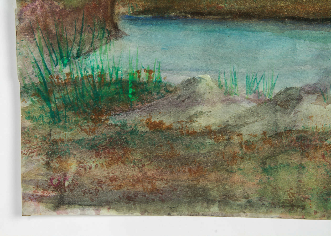 Watercolor and Gouache Painting on Paper "Woodland Stream"