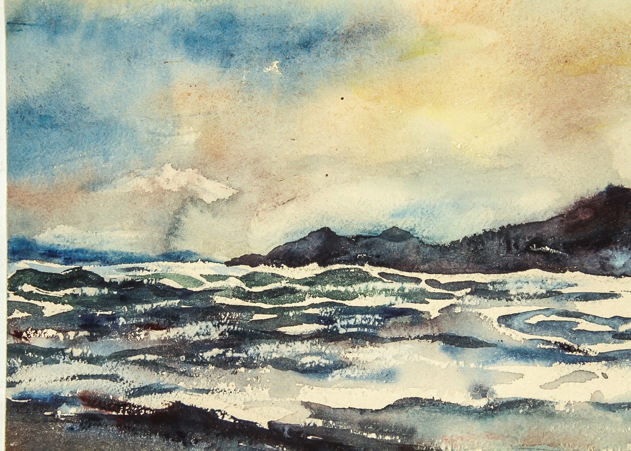 Sewall Smith Watercolor Painting on Paper "Sunset Seascape"