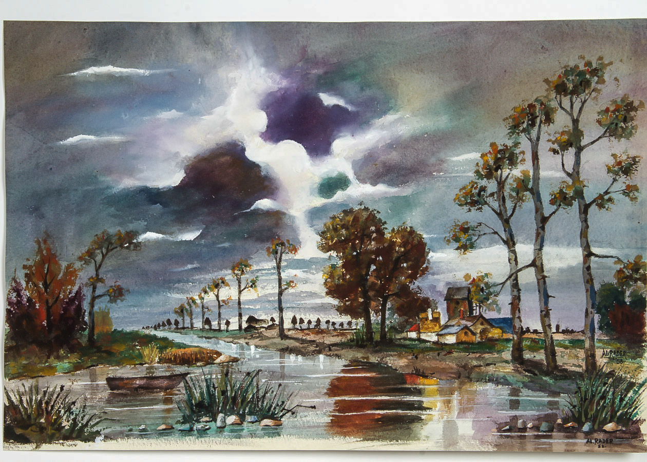 Al Rader Mixed Media Painting on Paper "After the Storm"