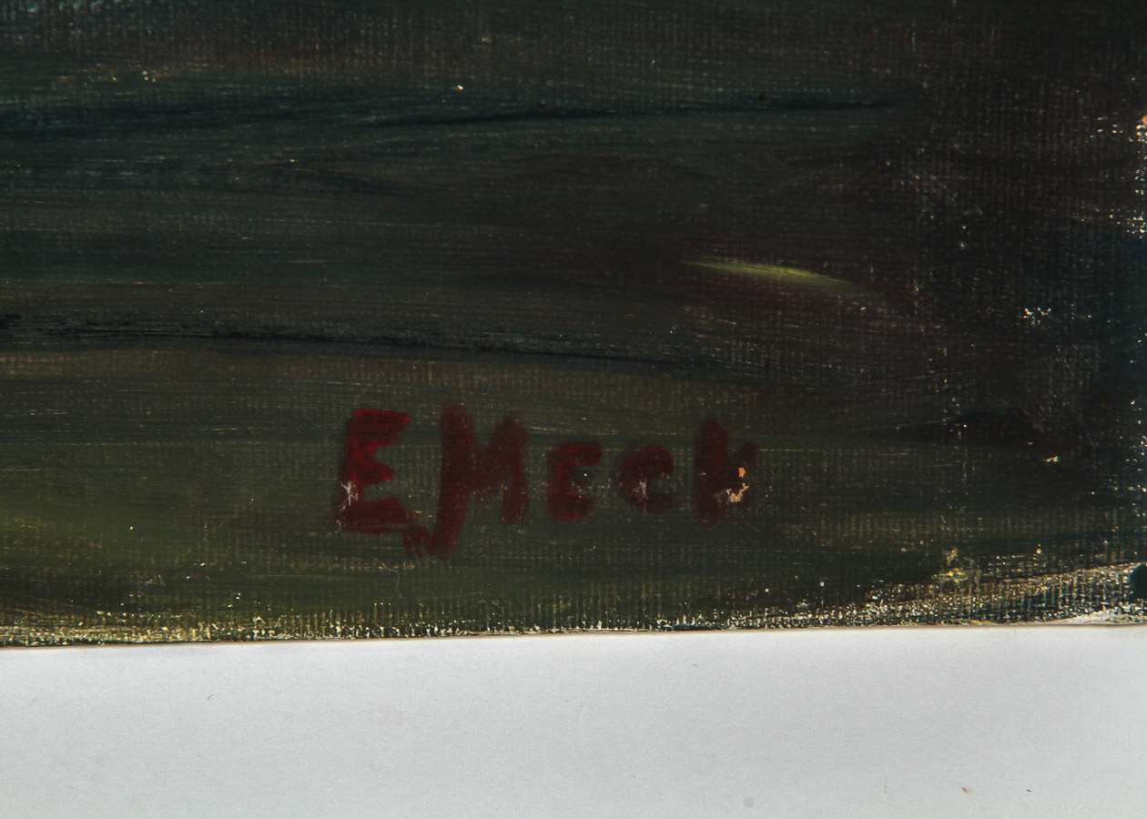 Evelyn Mack Oil Painting on Canvas Board "Still Life in Purple and Ivory"