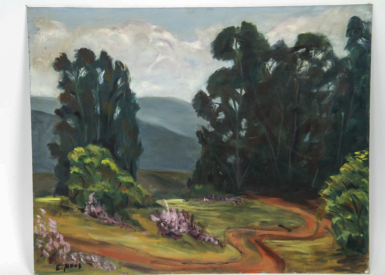 Evelyn Meck Oil Painting on Canvas Board "Santa Cruz Hills"