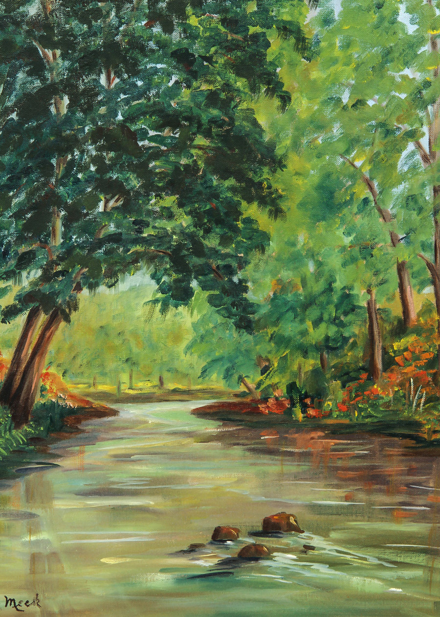Evelyn Meck Oil Painting on Canvas Board "Gentle Stream"