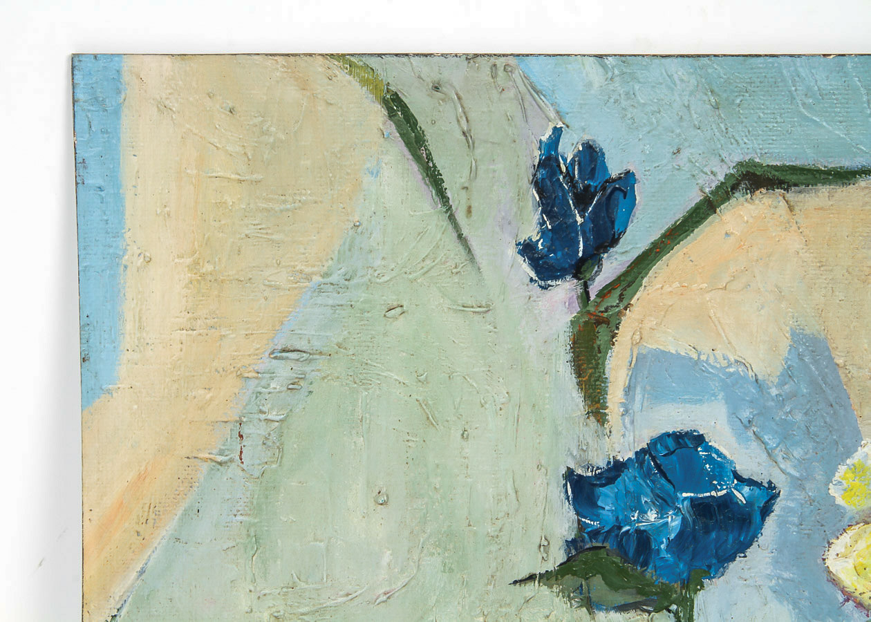 K. Storey Oil Painting on Board "Modernist Floral Still Life"