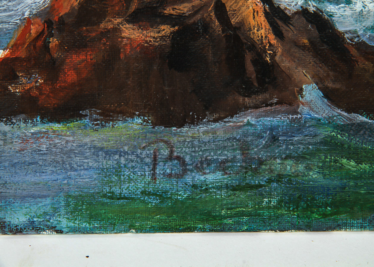 Signed Oil Painting on Canvas Board "Pacific Breakers"