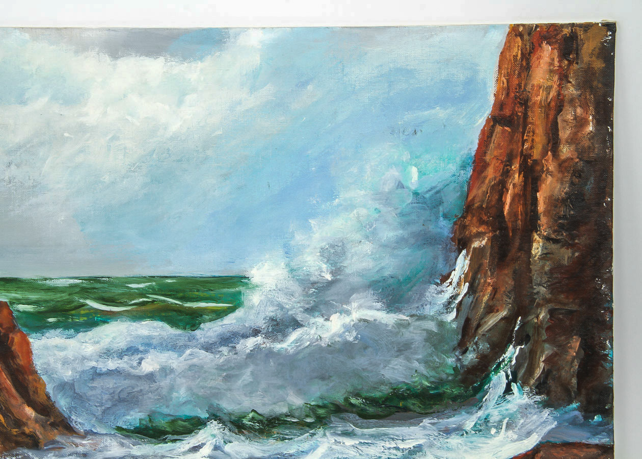 Signed Oil Painting on Canvas Board "Pacific Breakers"