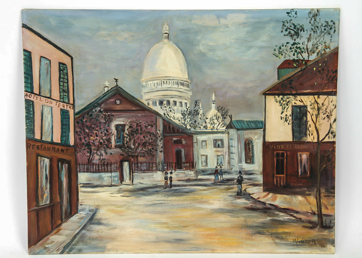 Signed Oil Painting on Canvas Board "View of Montmartre, Paris"