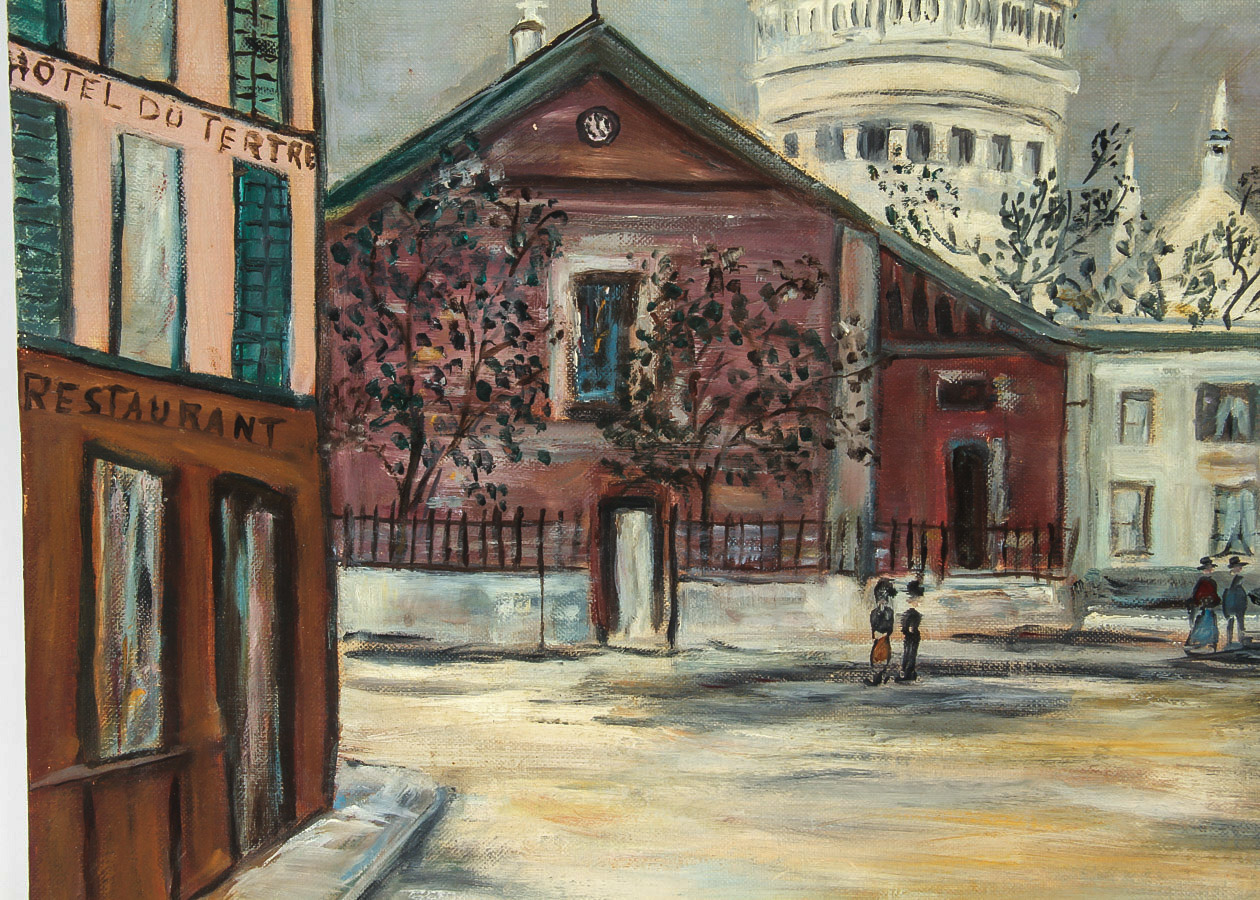 Signed Oil Painting on Canvas Board "View of Montmartre, Paris"