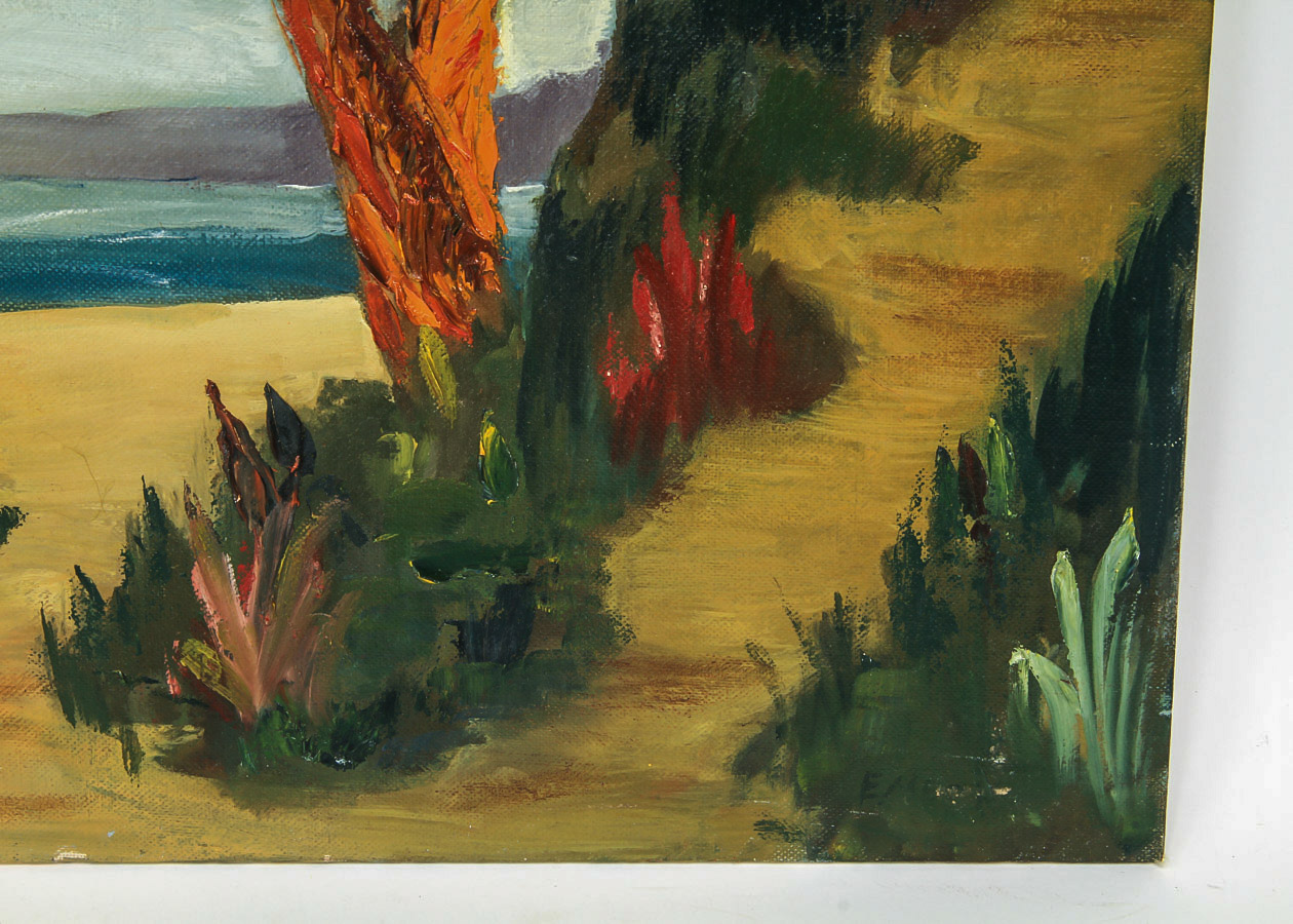 Evelyn Meck Oil Painting on Canvas Board "Rio Del Mar Beach"