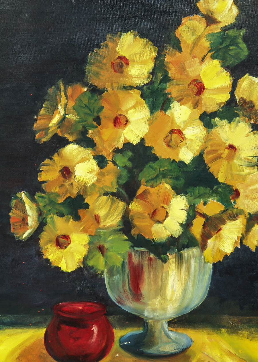 Oil Painting on Canvas Board "Black-Eyed Susans"