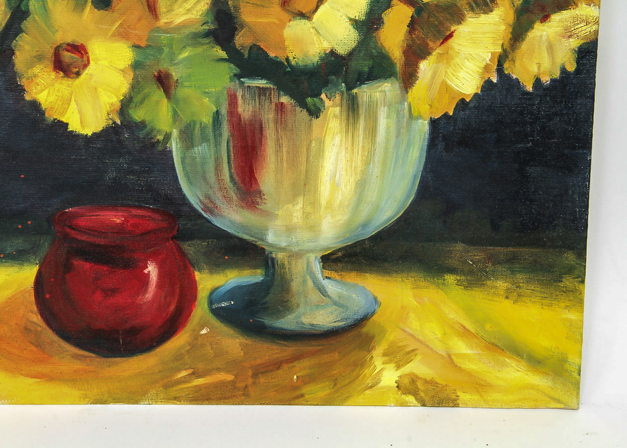 Oil Painting on Canvas Board "Black-Eyed Susans"