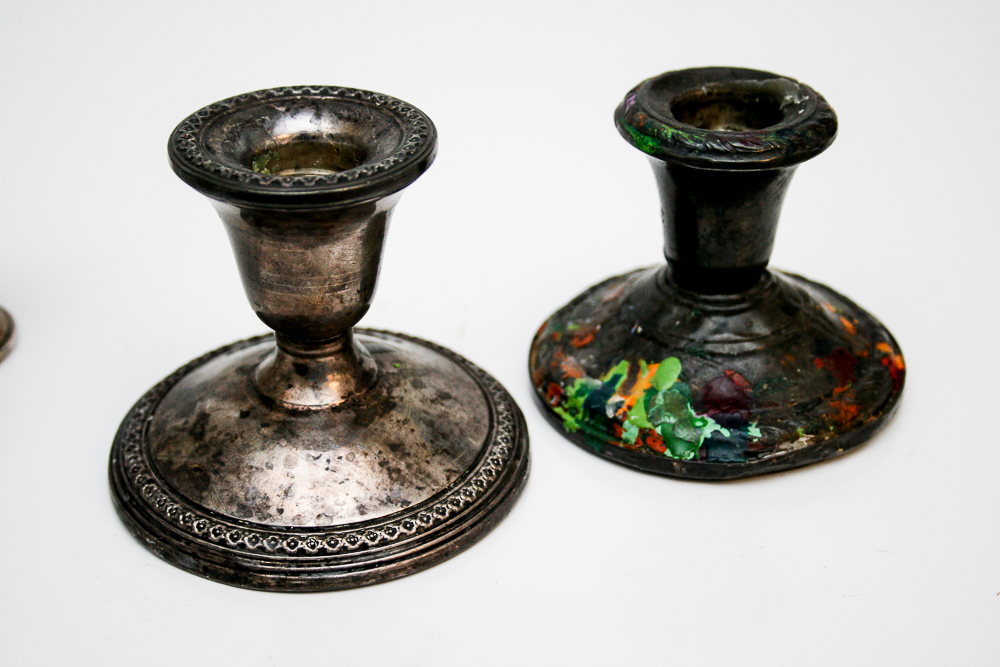 Rogers and Sheffield Weighted Sterling Candlesticks and Shakers
