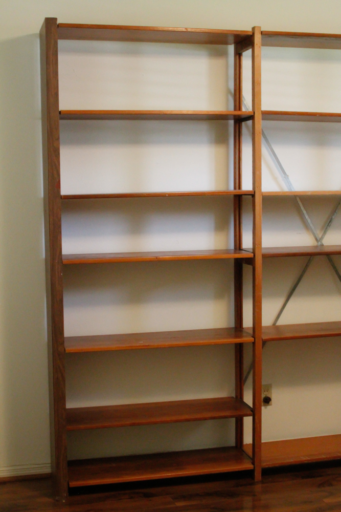 Cherry Finish Wooden Shelving Unit