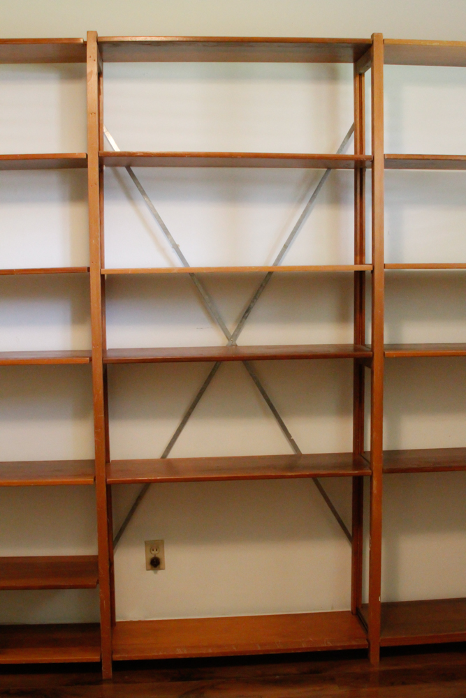 Cherry Finish Wooden Shelving Unit