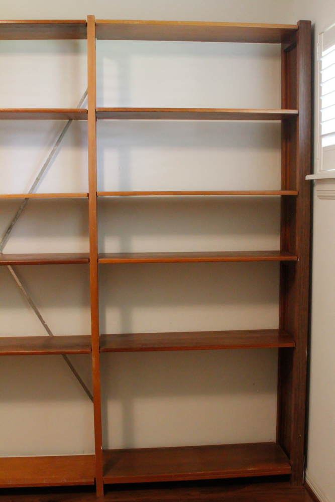 Cherry Finish Wooden Shelving Unit