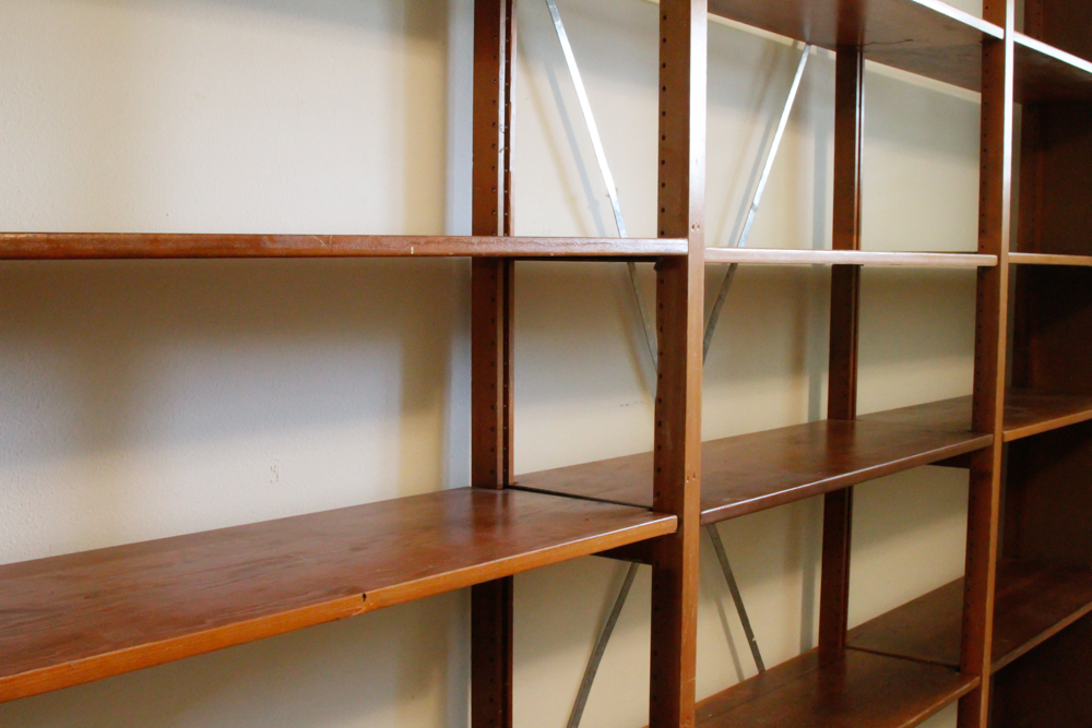 Cherry Finish Wooden Shelving Unit