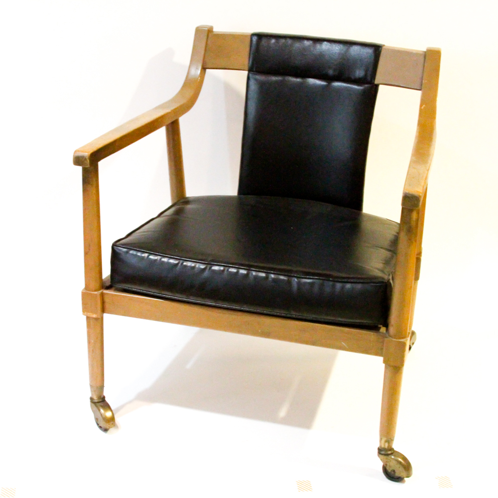 Mid-Century Rolling Leather Arm Chair