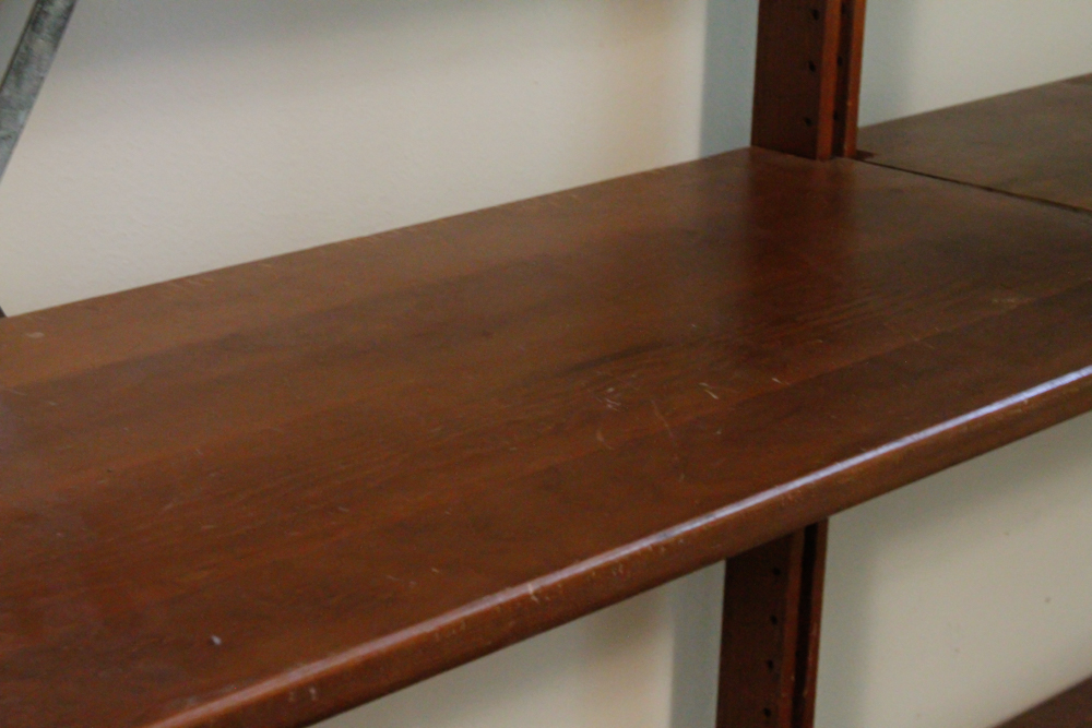 Cherry Finish Wooden Shelving Unit