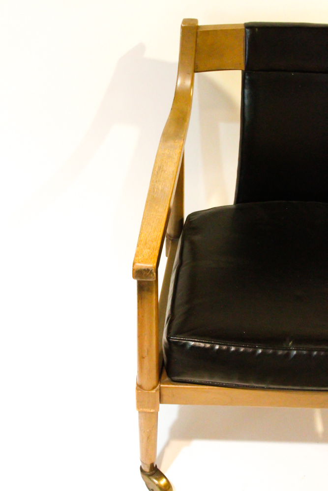 Mid-Century Rolling Leather Arm Chair