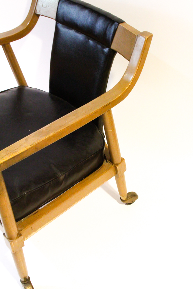 Mid-Century Rolling Leather Arm Chair