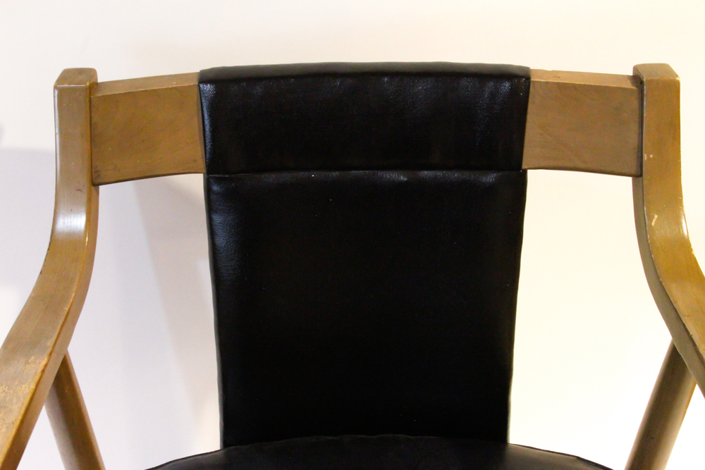 Mid-Century Rolling Leather Arm Chair