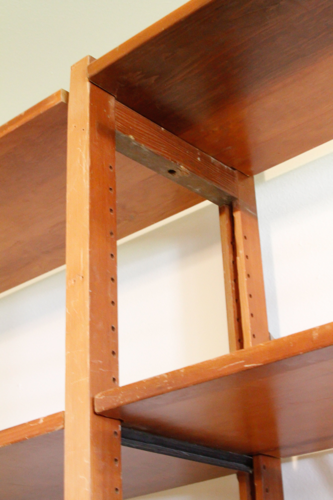 Cherry Finish Wooden Shelving Unit